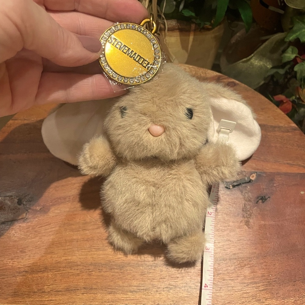 Steve Madden Tan Plush Bunny Keychain